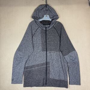 Deckers X Lab Hoodie Mens XL Gray Full Zip Knit Athletic Stretch Regular Fit